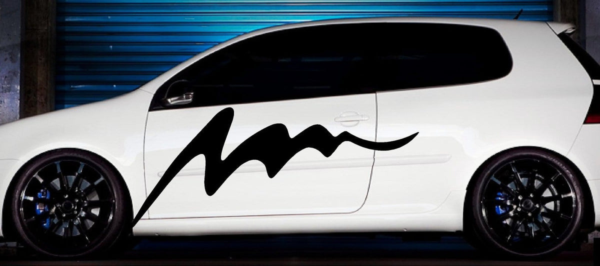 wave vinyl stripe on white car